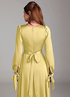 Azazie Leonia Suknie dla druhen Linia A Długi rękaw Satyna elastyczna Do ziemi Sukienka image7