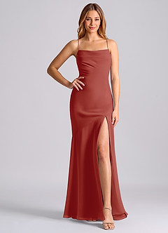 Azazie Grata 신부 들러리 드레스 인어 주름진 쉬폰 바닥 길이 드레스 image6