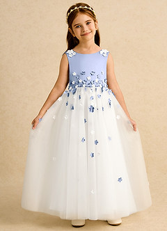 Azazie Eleni Sukienki dla dziewczynek sypiących kwiaty Suknia balowa Ukłon Tiul Długość kostki Sukienka image4