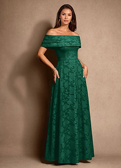 Azazie New Britain Klänningar till brudens mor Klä A-Line i Blommig Utbrändhet Plisserad Smaragdgrön image2