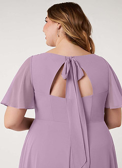 Azazie Kimber Vestidos de damas de honor Vestido de Glicinia de Gasa de Corte en A con Manga volante image14