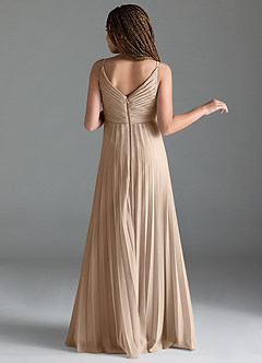 Azazie Raychelle Junior Taupe A-Line Pleated Chiffon Dress image4