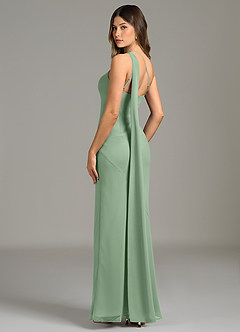 Azazie Juniper Bridesmaid Dresses Matcha Mermaid One Shoulder Chiffon Dress image2