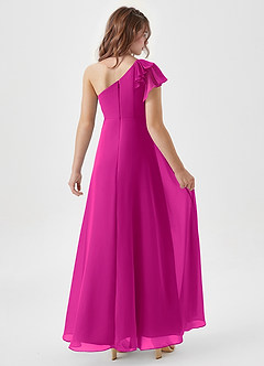 Azazie Arabella Junior Robe Trapèze en Mousseline de soie Rayé Fuchsia image2