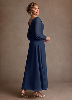 Azazie Paterson Mother of the Bride Dresses Dark Navy A-Line Pleated Chiffon Dress image4