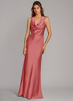 Azazie Cheryl Bridesmaid Dresses Antique Rose Mermaid Stretch Satin Dress image4