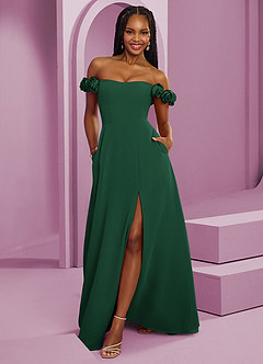Barbie ♥ Azazie Bridesmaid Dresses Dark Green A-Line Off the Shoulder Chiffon Convertible Dress image1