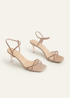 front Zapatos de tacón de aguja con tiras metálicas y purpurina en el tobillo