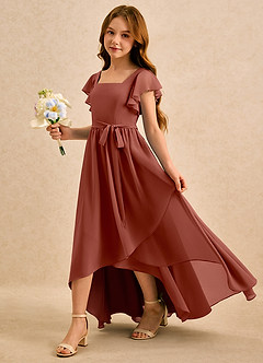 Azazie Milly Girls Formal Flower Girl Dresses Auburn A-Line Pleated Chiffon Dress image6