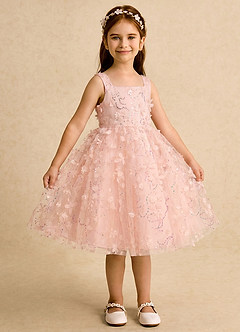 Azazie Bean Flower Girl Dresses Rosette Ball-Gown Bow Tulle Dress image3