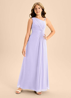 Azazie Brooke Junior Lilac A-Line Side Slit Chiffon Dress image4
