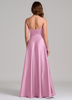 Azazie Amani Bridesmaid Dresses Candy Pink A-Line Pleated Stretch Satin Dress image10