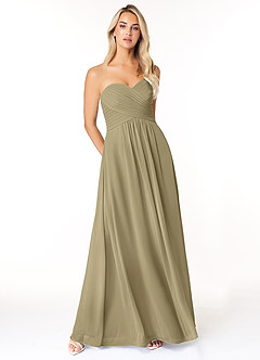 Azazie Yazmin Brautjungfernkleider Wandelbar A-Linie Herzausschnitt Chiffon Kleid Moosgrün image1