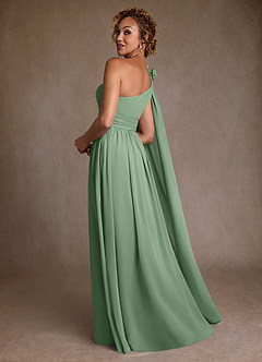 Azazie Lancaster Mère de la mariée Robes Robe Trapèze en Mousseline de soie Ue épaule Matcha image2