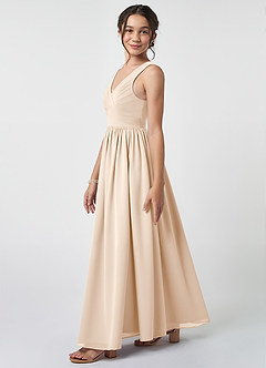 Azazie Keyla Junior White Alabaster A-Line Pleated Chiffon Dress image3