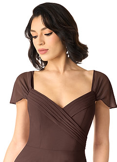 Azazie Tancie Jurken voor bruidsmeisjes Converteerbaar Jurk van Chiffon met A-lijn Off-shoulder Ganache image4