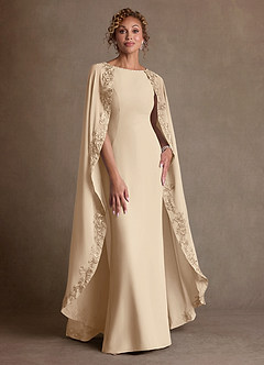 Azazie Artemisia Mère de la mariée Robes Robe Fourreau en Mousseline de soie Dentelle Champagne image1