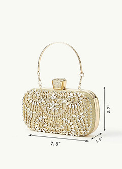 front Crystal And Rhinestone Embellished Clutch Bag