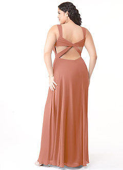 Azazie Nahrin Vestidos de damas de honor Vestido de Mai Tai de Gasa de Corte en A con Cuello en V Plisado image10