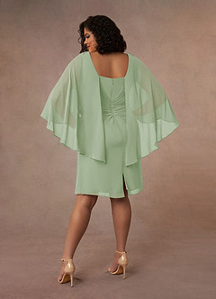 Azazie Mirra Abiti per la Madre della Sposa Abito Tubino in Chiffon con Scollo a U a Pieghe Verde Salvia image9