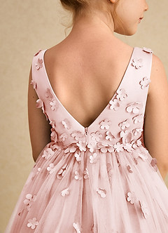 Azazie Lana Flower Girl Dresses Blushing Pink A-Line Sleeveless Matte Satin Dress image7