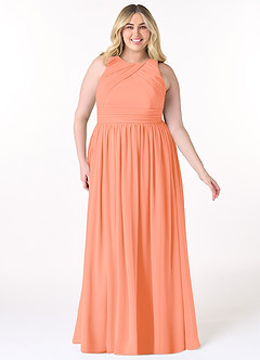 Azazie Harper Bridesmaid Dresses Sunset A-Line Pleated Chiffon Dress image6