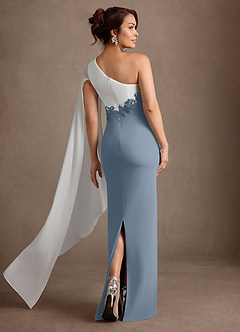 Azazie Alexandra Mother of the Bride Dresses Dusty Blue Sheath One Shoulder Stretch Crepe Dress image3