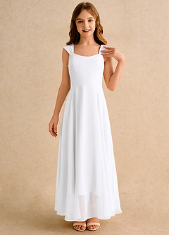 Azazie Oasis Girls Formal Venta Final Vestido de Blanco de Gasa de Corte en A con Plisado image5