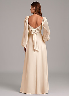 Azazie Annistyn Jurken voor bruidsmeisjes Jurk van Chiffon met A-Lijn Lange mouw Wit Albast image7