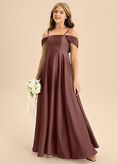 Azazie Rowena Junior Klänning av A-Line i Stretch Satin Rosett image7