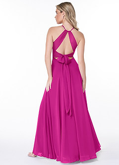 Azazie Evalleen Bridesmaid Dresses Fuchsia A-Line Pleated Chiffon Dress image4