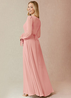 Azazie Leonia Bridesmaid Dresses Rosette A-Line Long Sleeve Chiffon Dress image6