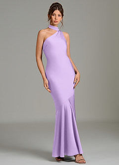 Azazie Jalissa Bridesmaid Dresses Lilac Mermaid One Shoulder Stretch Satin Dress image3