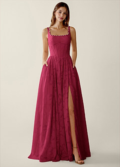 Megan Merlot Lace A-line Prom Dress image3