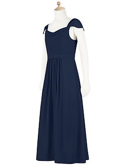 Azazie Alivia Junior Dark Navy A-Line Off the Shoulder Chiffon Dress image10