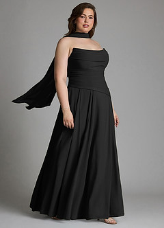 Azazie Gabriela Robes de demoiselle d'honneur Robe Trapèze en Mousseline de soie Corset Noir image19