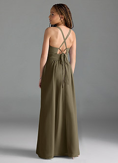 Azazie Farren Junior Blushing Pink A-Line Pleated Chiffon Dress image2