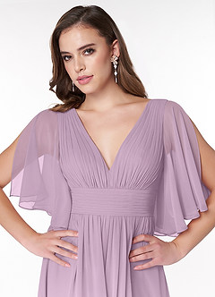 Azazie Temeka Bridesmaid Dresses Wisteria A-Line Ruched Chiffon Dress image6