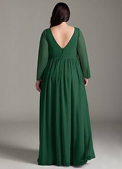 Azazie Teton Maternity Bridesmaid Dresses A-Line Long Sleeve Chiffon Floor-Length Dress image8
