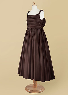 Azazie Cutie Pie Flower Girl Dresses Ganache A-Line Pleated Matte Satin Dress image9