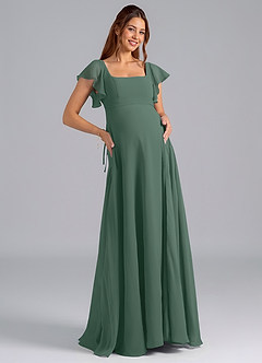 Azazie Bondi Maternity Bridesmaid Dresses A-Line Ruched Chiffon Floor-Length Dress image1