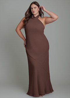 Azazie Velli Bridesmaid Dresses Ganache Mermaid High Neck Chiffon Dress image10