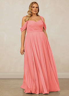 Christian Siriano Bridal for Azazie 1013 Bridesmaid Dresses Coral A-Line Off the Shoulder Chiffon Dress image10