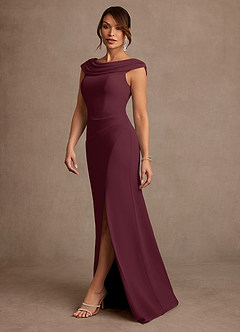 Azazie Irvine Kleider für die Brautmutter A-Linie Plissee Chiffon Kleid Cabernetrot image1