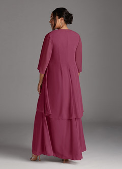 Azazie Manuella Mother of the Bride Dresses Mulberry A-Line V-Neck Pleated Chiffon Dress image6