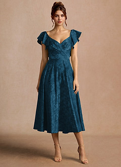 Robe Mi-Longue Marineblau Leilani image3