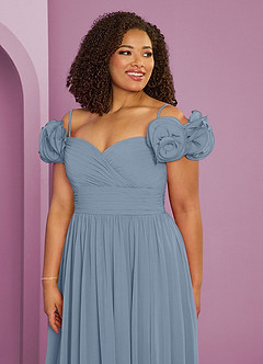 Barbie ♥ Azazie Bridesmaid Dresses Dusty Blue A-Line Off the Shoulder Chiffon Convertible Dress image18
