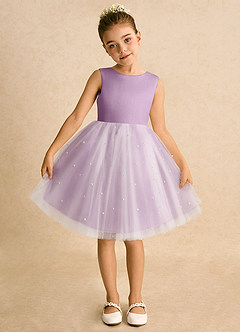 Azazie Esme Flower Girl Dresses Wisteria Ball-Gown Bow Tulle Dress image6