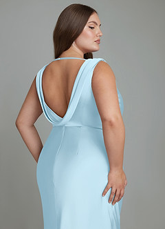 Azazie Kieryn Bridesmaid Dresses Sky Blue Mermaid Pleated Stretch Satin Dress image12