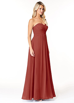 Azazie Yazmin Bridesmaid Dresses Terracotta A-Line Sweetheart Neckline Chiffon Convertible Dress image5